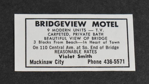 Bridgeview Motel (Bridgeview Diner, Bridge View Motel) - Print Ad